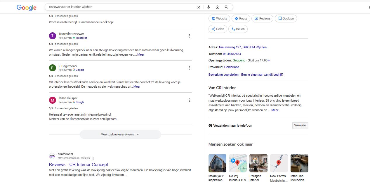 voorbeeld van hoe google reviews eruit zien